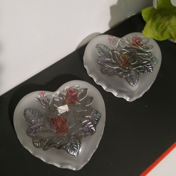 Frosted Covered Heart Shape Glass Trinket Box Studio Nova - Picture 6 of 7